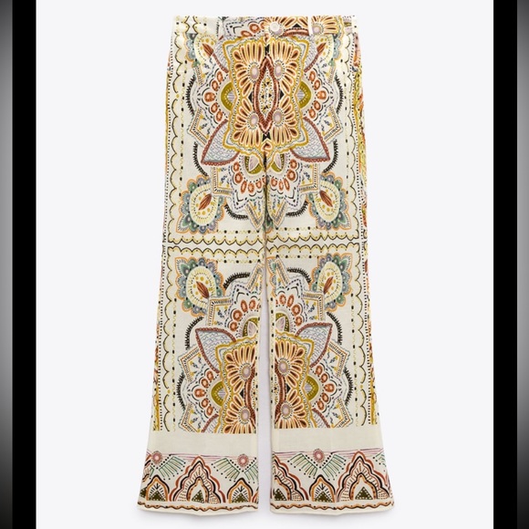 NWT ZARA Printed Flared Pants - Picture 6 of 8